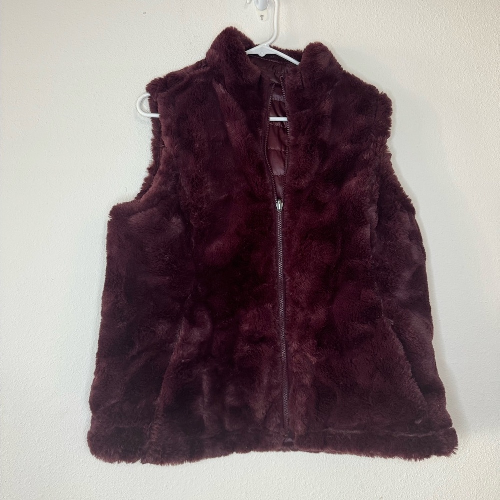 Nicole by Nicole Miller Burgundy Faux Fur Vest
